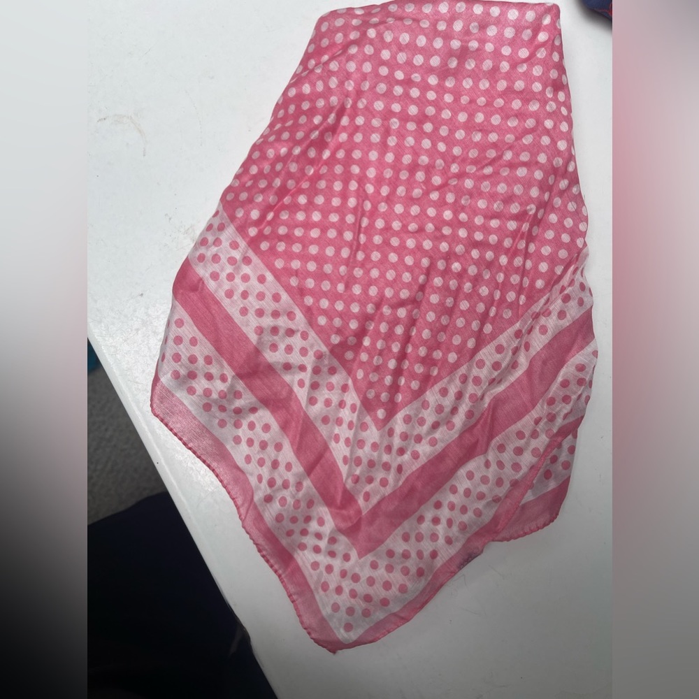 Lovely Light Pink Vintage Scarf with Polka Dots